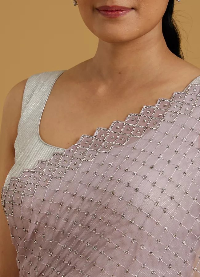 Dazzling Purple Georgette Saree - Image 2